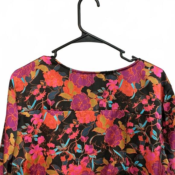 DR2 Floral Print Satin Women’s Blouse - Bold Fall Colors. Relaxed Fit XL - Picture 6 of 9